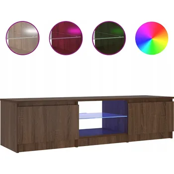 Televizní stolek TV stolek s LED osvětlením, hnědý dub, 140 x 40 x 36 cm