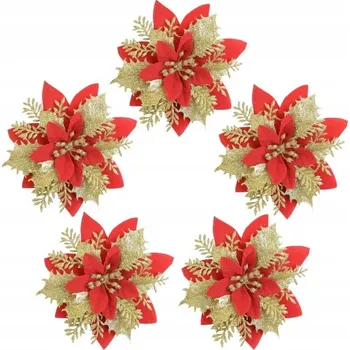 Vánoční dekorace VÁNOČNÍ HVĚZDA NA VÁNOČNÍ STROMČEK, DEKORACE VÁNOČNÍ HVĚZDA 6 KS DEKORACE