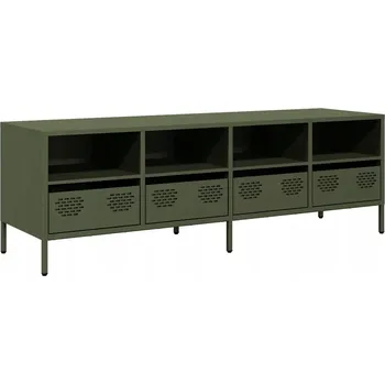 Televizní stolek TV stolek, olivový, 135x39x43,5 cm, ocel válcovaná za studena