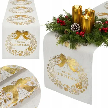 ubrus BĚHOUN NA STŮL UBRUS DEKORAČNÍ VÁNOČNÍ NA ROLI ZLATÝ 28x300
