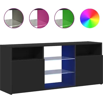 Televizní stolek TV stolek s LED osvětlením, černý, 120x30x50 cm