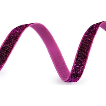 Stuha Sametová lurexová stuha šíře 6 mm, malé, 5 fialovorůžová