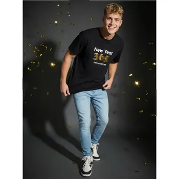 Pánské tričko Sinsay - Bavlněné tričko s nápisem - černá - 699JD-99X - 699JD-99X-3XL