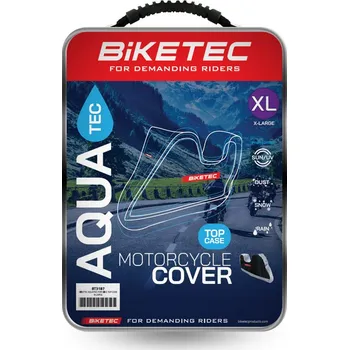 Plachta na motorové vozidlo BIKETEC voděodolný potah AQUATEC pro motocykl s prostorem na zadní kufr barva černá/šedý rozměr XL (BIKETEC voděodolný potah AQUATEC pro motocykl s prostorem na zadní kufr barva černá/šedý rozměr XL)