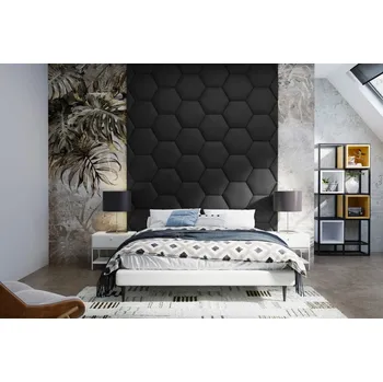 Předsíňová stěna Čalouněný nástěnný panel Hexagon 30 x 26 x 3 cm černá