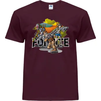 Pánské tričko levne-bavlnene-tricko-potisk-hraci-Fortnite Barva: Burgundy - vínová, velikost: M