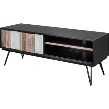 Televizní stolek TV stolek na vysokých nohách do obývacího pokoje Adesso - Livin Hill Černá / Akát / Bílá 150x55 cm