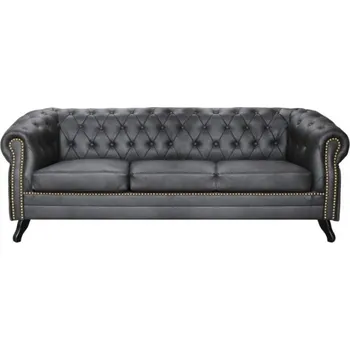 Pohovka 3místná pohovka bez funkce Chesterfield Glasgow - Meble Ropez Royal 28, zlaté cvoky 197x80 cm