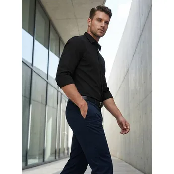 Pánská košile Sinsay - Hladká košile basic - černá - 457HS-99X - 457HS-99X-2XL