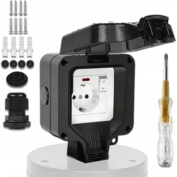 Elektrická zásuvka Venkovní vodotěsná zásuvka IP66, voděodolná zásuvka do zahrady