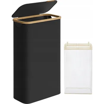 Koš na prádlo SONGMICS koš na prádlo s víkem 65L bambusové rukojeti 42 x 22,5 x 70,5 cm