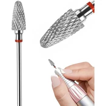 Karbidová Fréza na Nehty pro Hybridní Gely Manikúru Pedikúru Červený Kužel F