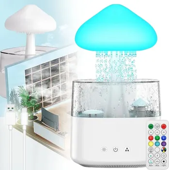 Zvlhčovač vzduchu ZVLHČOVAČ VZDUCHU VZDUCHU HOUBA DÉŠŤ NOČNÍ LAMPA LED RGB ČISTIČ + DÁLKOVÉ OVLÁDÁNÍ