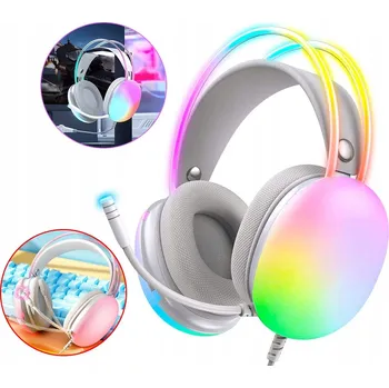Sluchátka SŁUCHAWKI GAMINGOWE NAUSZNE 7.1 S MIKROFONEM RŮŽOVÁ RGB PRO PC DRÁTOVÁ