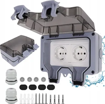 Elektrická zásuvka IP66 VENKOVNÍ ELEKTRICKÁ ZÁSUVKA ZAHRADNÍ VODOTĚSNÁ UTĚSNĚNÁ