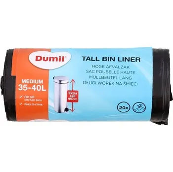 Pytle na odpadky 20 ks pytlů na odpadky do vysokých košů 30 40 l 90 cm