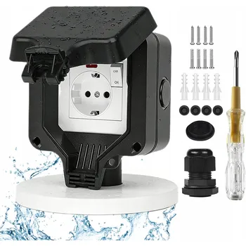 Elektrická zásuvka VENKOVNÍ ELEKTRICKÁ ZÁSUVKA ZAHRADNÍ VODOTĚSNÁ S KOLÍKEM IP66