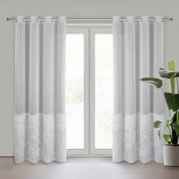 Záclona MARGARET 2 z etamínu zdobená moherovou nití 140 x 250 cm