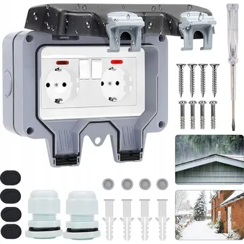 Elektrická zásuvka DVOJITÁ ZAHRADNÍ ZÁSUVKA VENKOVNÍ VODOTĚSNÁ ELEKTRICKÁ