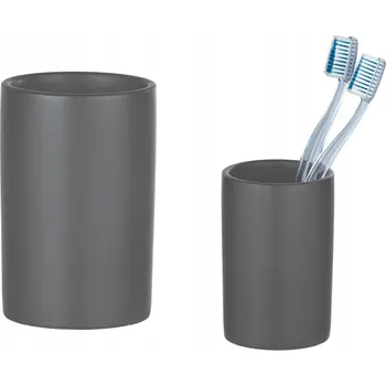 Držák na kartáček Kelímek na kartáčky do koupelny keramický šedý matný Ø7,5x11cm Wenko DE
