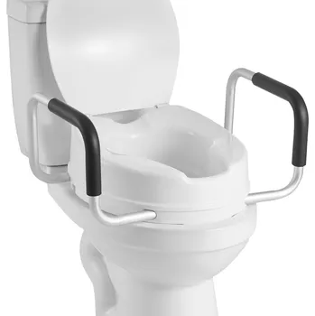 WC sedátko Vevor Zvýšené sedátko na wc s opěrkami, nosnost 136,1 kg, zdvih 101,6 mm