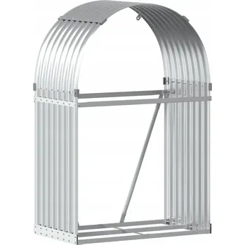 Ocelový pozinkovaný stojan na palivové dřevo 80 x 45 x 120 cm, stříbrný