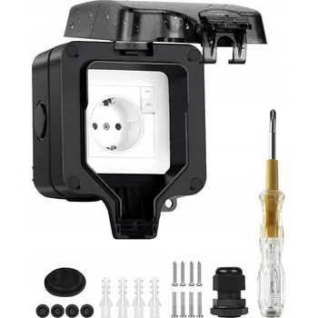 Elektrická zásuvka Jedna venkovní zahradní zásuvka IP66 - vodotěsná, externí zásuvka