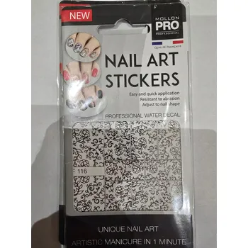 Samolepka na nehty Mollon Pro F114 silver samolepky na nehty