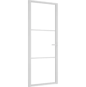 Interiérové dveře Bílé interiérové dveře skleněné 83 x 201,5 cm, tvrzené sklo, hliníkový rám