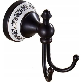 DRŽÁK věšák na ručníky mosazný koupelnový BYBLIS černý RETRO