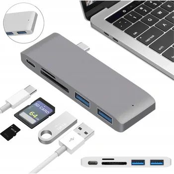 USB hub HUB Multiport USB 3.1 typ C - 2x USB 3.0 / USB typ C 3.1 / microSD / SD