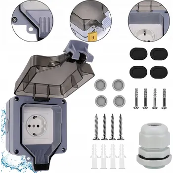 Elektrická zásuvka Jednoduchá zahradní zásuvka IP66 - vodotěsná, venkovní zásuvka 250V