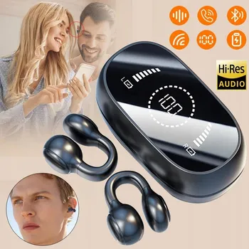 Sluchátka Słuchawki bezprzewodowe bluetooth špuntová černá S KLIPEM ZA UCHO