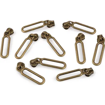 Zip Jezdec ke kostěným zipům No 5, střední, 4 staromosaz