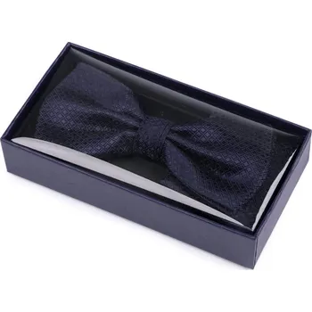 Kravata Sada motýlek a kapesníček do saka, malé, 4 modrá tmavá