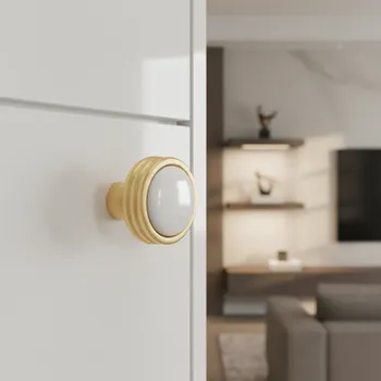 Nábytkové kování Giusti Keramická úchytka knopka FARO / Zlatá matná