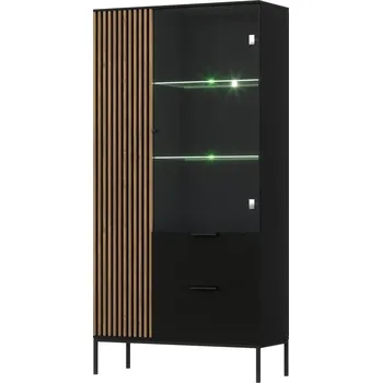 Knihovna Vitrína Meorati - ELTAP Černá / dub artisan 100x200 cm