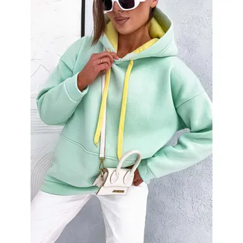 Dámská mikina Hrubší dámská klokaní mikina v mátové barvě (82131) odstíny zelené uni velikost