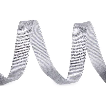 Stuha Brokátová stuha s lurexem šíře 10 mm, střední, 5008 stříbrná