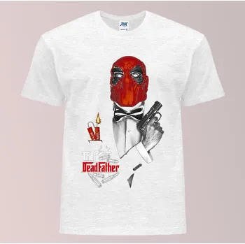 Pánské tričko levne-bavlnene-tricko-potisk-kmotr-Dead-Pool Barva: Ash melange - popelová směs, velikost: XXL