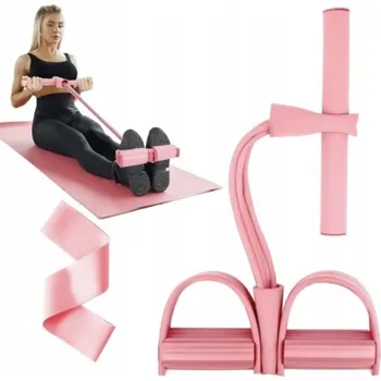 MULTIFUNKČNÍ POSILOVACÍ GUMA / EXPANDER S LANKEM NA CVIČENÍ, FITNESS, RŮŽOVÝ