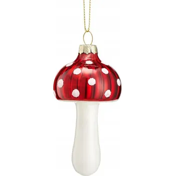 Vánoční dekorace VILLA ITALIA Skleněná Vánoční Koule MUCHOMOREK 8,5 cm