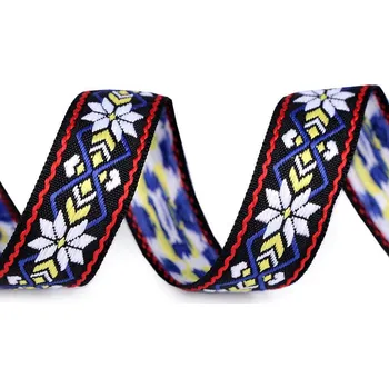 Prýmek / vzorovka indiánský motiv šíře 24 mm, velké, 1 bílá žlutá