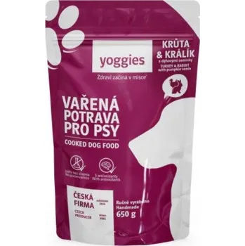 Krmivo pro psa YOGGIES vařená potrava pro psy krůta & králík s dýňovými semínky 6x650g
