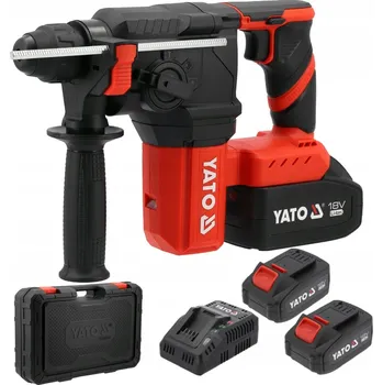 Pneumatické kladivo YATO AKU VRTACÍ KLADIVO SDS PLUS BEZKARTÁČOVÉ 2X 4AH NABÍJEČKA KUFR YT-827722