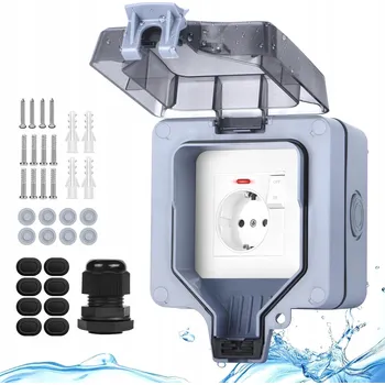 Elektrická zásuvka DVOJITÁ ZAHRADNÍ ZÁSUVKA VENKOVNÍ VODOTĚSNÁ ZÁSUVKA S VYPÍNAČEM