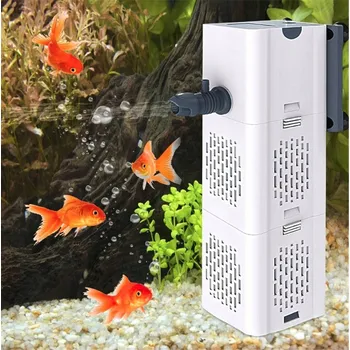 AKVARIJNÍ ČERPADLO, TICHÝ HOUBOVÝ FILTR, 6W 500L/H, 35-80L, 3 režimy provozu