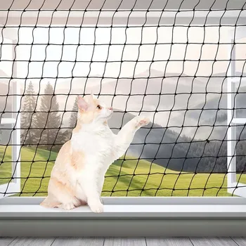 Kosmetika pro kočku SÍŤ PRO KOČKY 8 x 3 m OCHRANNÁ SÍŤ NA BALKON OKNO PEVNÁ VELKÁ 2,6x2,6cm