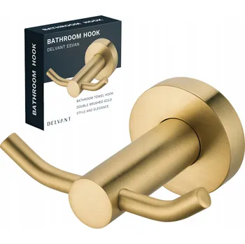 Věšák DRŽÁK NA RUČNÍKY DO KOUPELNY HÁČEK NA ZEĎ ZLATÝ DELVANT ESVAN