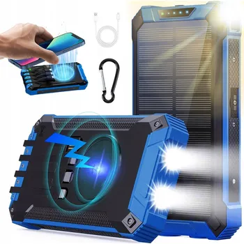 Powerbanka POWERBANK SOLÁRNÍ NABÍJEČKA INDUKČNÍ SVÍTILNA 2x LED VODĚODOLNÁ 26800 mAh